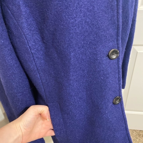 Lands end womens blue pea coat wool lined overcoat single breasted button up 18W - Picture 3 of 11